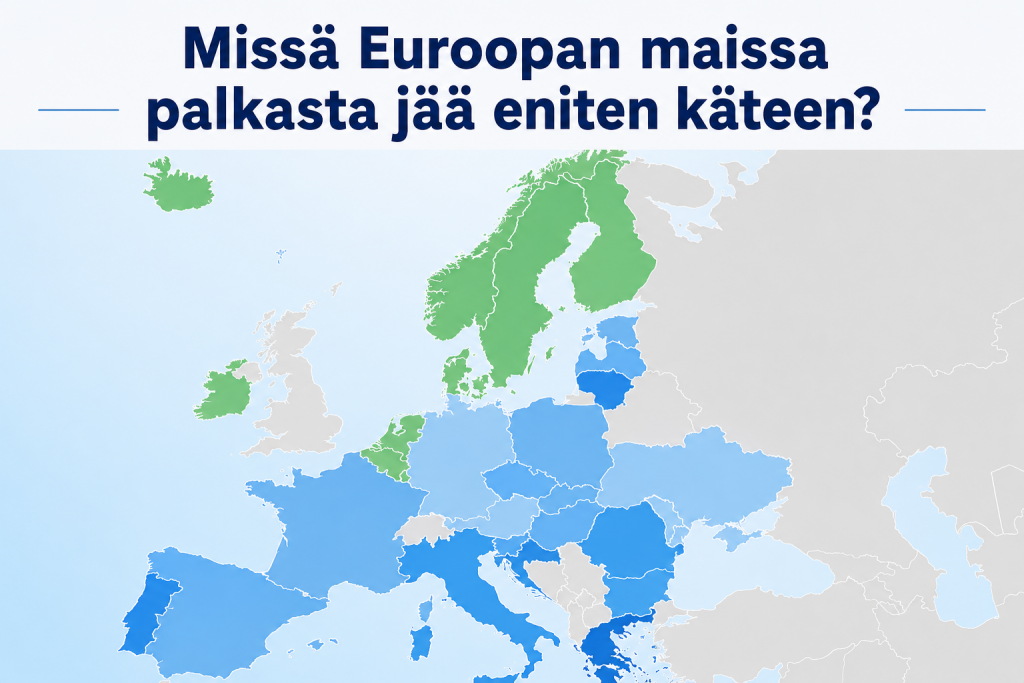 Missä Euroopan maissa palkasta jää eniten käteen?
